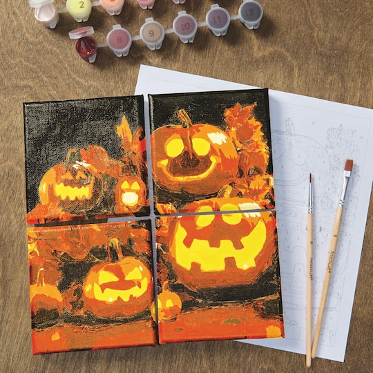 Pumpkin Jack-o'-Lanterns Paint-by-Number Gallery Mini Kit by Artist's Loft®